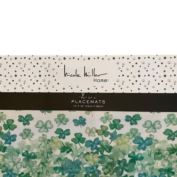 Nicole Miller St.Patrick's Day Shamrock Placemats 13x19 Set of 4 New - Picture 3 of 13